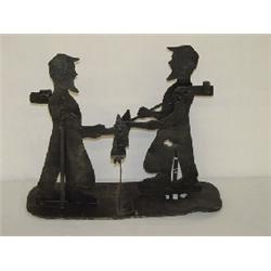 FOLKY PAINTED SHEET METAL MECHANICAL BLACKSMITH WHIRLIGIG