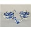 Image 1 : RARE 3 PC. CHILDS SCINDE PATTERN FLOW BLUE TEA SET BY ALCOCK W/ IMPORTERS MARKS ON BASE (T-C-S)