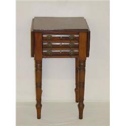 19TH CENT. SHERATON MAHOGANY 2 DRAWER DROP LEAF STAND