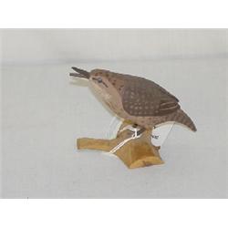 SMALL CARVED & PAINTED BIRD SIGNED GABLE