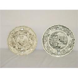 (2) STAFFORDSHIRE PLATES - 8 1/4" BROWN NEW ORLEANS PLATE TOGETHER W/ 9" BLACK HUDSON RIVER SERIES P