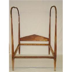 19TH CENT. CANOPY TOP ROPE BED W/ OLD RED PAINT