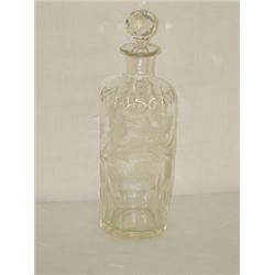 11" CUT GLASS DECANTER W/ STOPPER - WARREN GLASSWORKS MD
