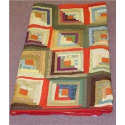 HAND SEWN LOG CABIN QUILT