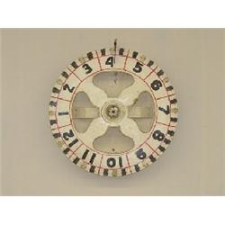 19TH CENT. SPINNING GAME WHEEL IN WHITE, BLACK, & RED PAINT