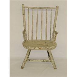 CHILDS PAINTED ROD BACK WINDSOR ARMCHAIR