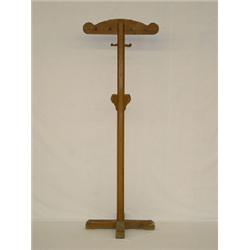 PAINTED FOLKY WOODEN HALLTREE W/ TRESTLE BASE & OLD PAINT