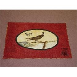 HOOKED RUG W/ MOODY TERN SIGNED & DATED 1949