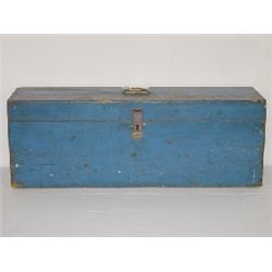 EARLY BLUE PAINTED TOOL BOX