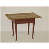 Image 1 : 18TH CENT. NEW ENGLAND QUEEN ANNE TAVERN TABLE W/SCRUB TOP & RED PAINTED BASE