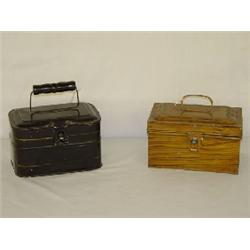 (2) PAINTED TIN DOCUMENT BOXES - BROWN & BLACK