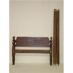 19TH CENT. CANNON BALL ROPE BED IN OLD PAINT