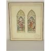 Image 1 : DETAILED WATERCOLOR PAINTING - STUDY FOR STAINED GLASS WINDOWS BY THOMAS F. CURTIS, WARD, & HUGMES -