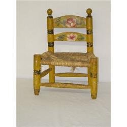 YOUTH'S LADDERBACK CHAIR IN DECORATED YELLOW PAINT