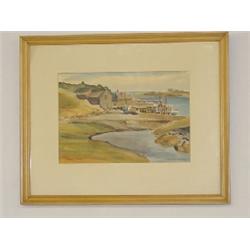 20TH CENT. WATERCOLOR HARBOR SCENE SIGNED F. WENDWORTH SAUNDERS (9 1/2" X 13 1/2")