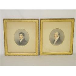 PR. 19TH CENT. ENGLISH 4 3/4" OVAL WATERCOLORS OF GENTLEMAN BY ADAM BUCK