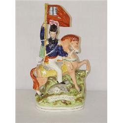 VICTORIAN STAFFORDSHIRE FIGURE C. BROWN ON HORSEBACK