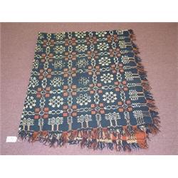 19TH CENT. DECORATED BLUE WOOL HOMESPUN