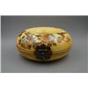 Image 1 : A Wood Carved "Floral"  Pattern Round Lacquer Box.