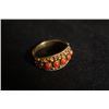 Image 5 : A Gilt-Decorated Silver Ring Mounted in Precious Natural Red Coral.