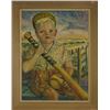 Image 1 : A.Warren Oil Painting «Boy with a baseball bat».