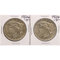 Lot of (2) 1926-D $1 Peace Silver Dollar Coins