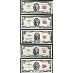 Lot of (5) 1953 $2 Legal Tender Notes