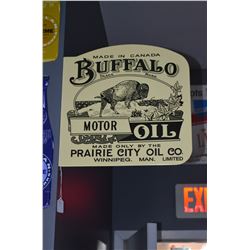 Buffalo Motor Oil- 2 Sided Flange Porcelain Sign