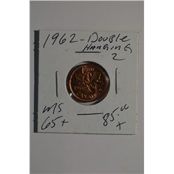 1962 - "Double Hanging 2" Canadian 1-Cent