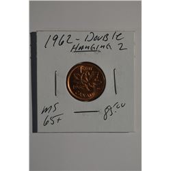 1962 - "Double Hanging 2" Canadian 1-Cent