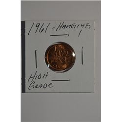 1961 - "Hanging 1" Canadian 1-Cent