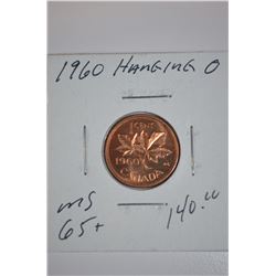 1960 - "Hanging 0" Canadian 1-Cent