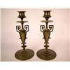 Image 1 : A PAIR OF BRASS URN MOTIF CANDLESTICKS
