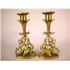 Image 1 : A PAIR OF GILT BRASS GOTHIC REVIVAL "DRAGON" CANDLESTICKS