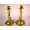 Image 1 : A PAIR OF BRASS ROUND BASE CANDLESTICKS