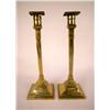 Image 1 : A PAIR OF BRASS SQUARE BASE CANDLESTICKS, ENGLISH