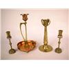 Image 1 : A GROUP OF THREE SINGLE CANDLESTICKS Tallest measures 8"h