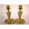 Image 1 : A PAIR OF BRASS URN FORM CANDLESTICKS, CONTINENTAL