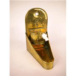 A THREE PIECE SHEET BRASS OIL LAMP WITH PUNCHWORK