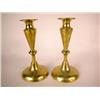 Image 1 : A PAIR OF BRASS ROUND BASE CANDLESTICKS, ENGLISH