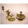 Image 1 : A GROUP OF FOUR BRASS AND BRONZE CHAMBERSTICKS