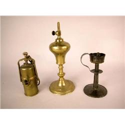 A GROUP OF THREE OIL LAMPS, CONTINENTAL