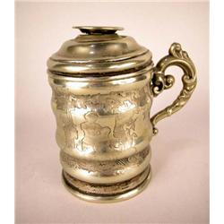 A ENGRAVED GILT BRASS BOUGGIE LIGHT, GERMAN
