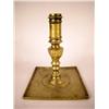 Image 1 : A BRASS SQUARE BASE CANDLESTICK, SPANISH