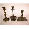 Image 1 : A GROUP OF THREE PATINATED BRASS CANDLESTICKS, CONTINENTAL