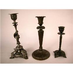 A GROUP OF THREE IRON CANDLESTICKS, FRENCH