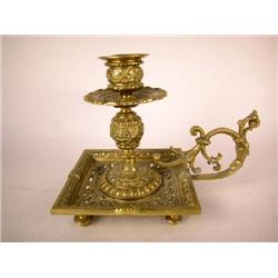 A SINGLE ORNATE CAST BRASS CHAMBERSTICK, FRENCH