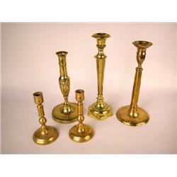 A GROUP OF FIVE CANDLESTICKS, CONTINENTAL