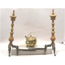 A LARGE GROUP OF BRASS HEARTH EQUIPMENT