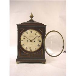 A GEORGE III BRASS MOUNTED MAHOGANY MANTLE CLOCK
